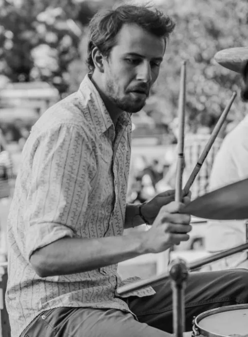 Jonathan Brown playing drums